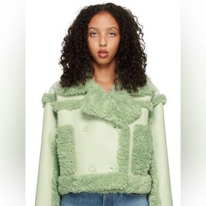 Stand Studio Light Green Teddy Shearling Jacket